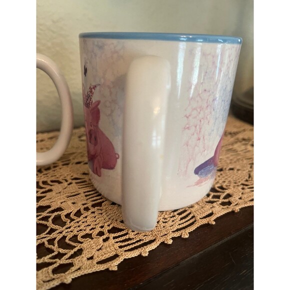 Set of 4 Vintage Pink Pig Out Coffee Mugs - Picture 5 of 9